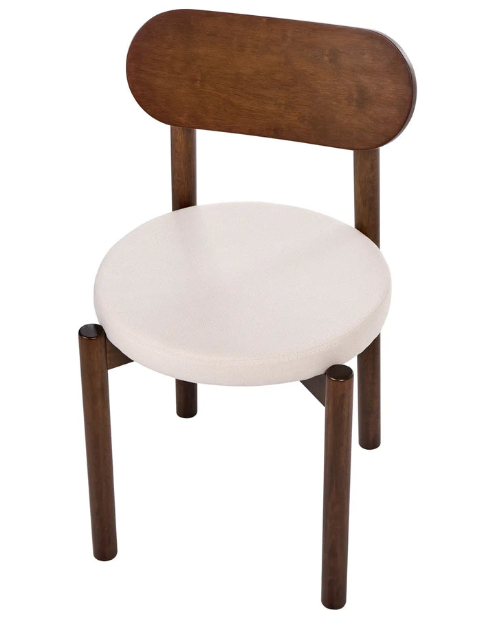Set of 2 Dining Chairs Wood Brown/ Light Beige Vera