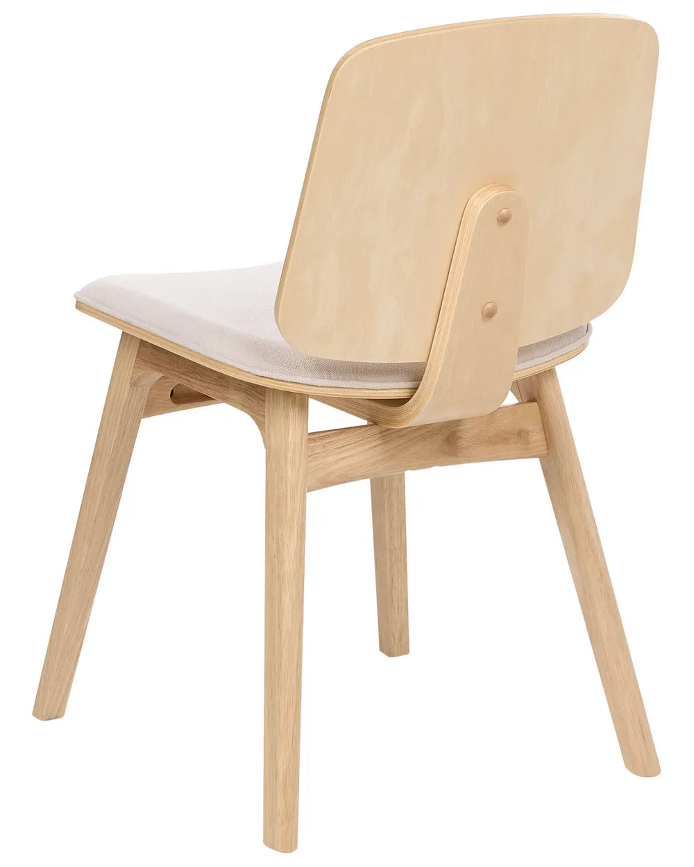 Set of 2 Dining Chairs Wood Light Brown/ Light Beige France