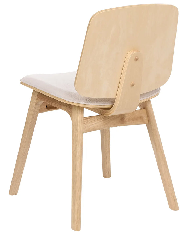 Set of 2 Dining Chairs Wood Light Brown/ Light Beige France
