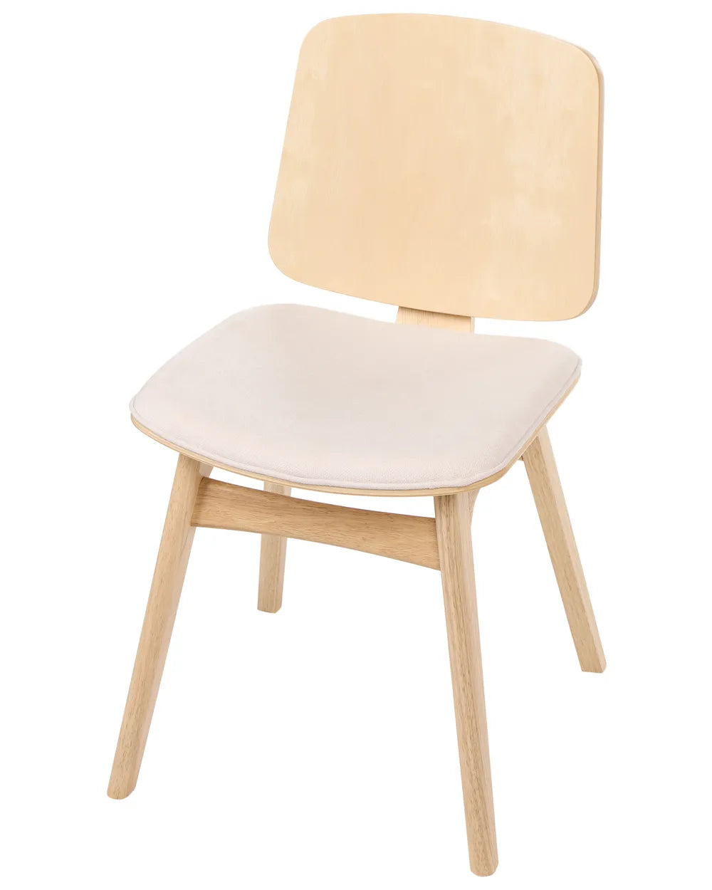 Set of 2 Dining Chairs Wood Light Brown/ Light Beige France