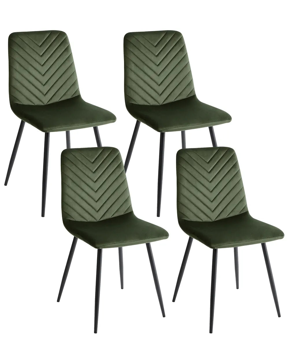Set of 4 Dining Chairs Velvet Olive Green Selena