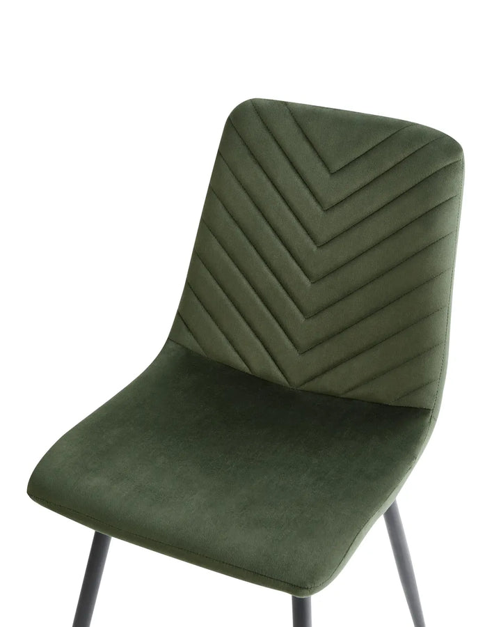 Set of 4 Dining Chairs Velvet Olive Green Selena