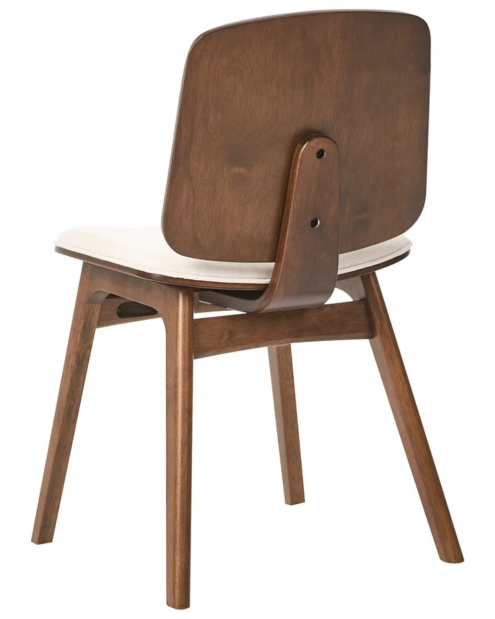 Set of 2 Dining Chairs Wood Brown/ Light Beige France
