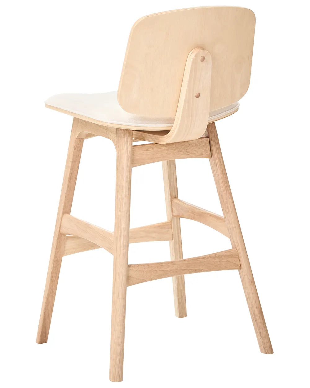 Set of 2 Bar Chairs Wood Light Brown/ Light Beige France