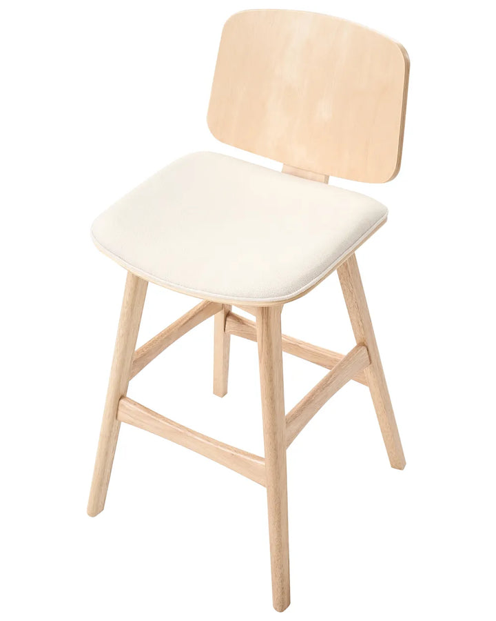 Set of 2 Bar Chairs Wood Light Brown/ Light Beige France