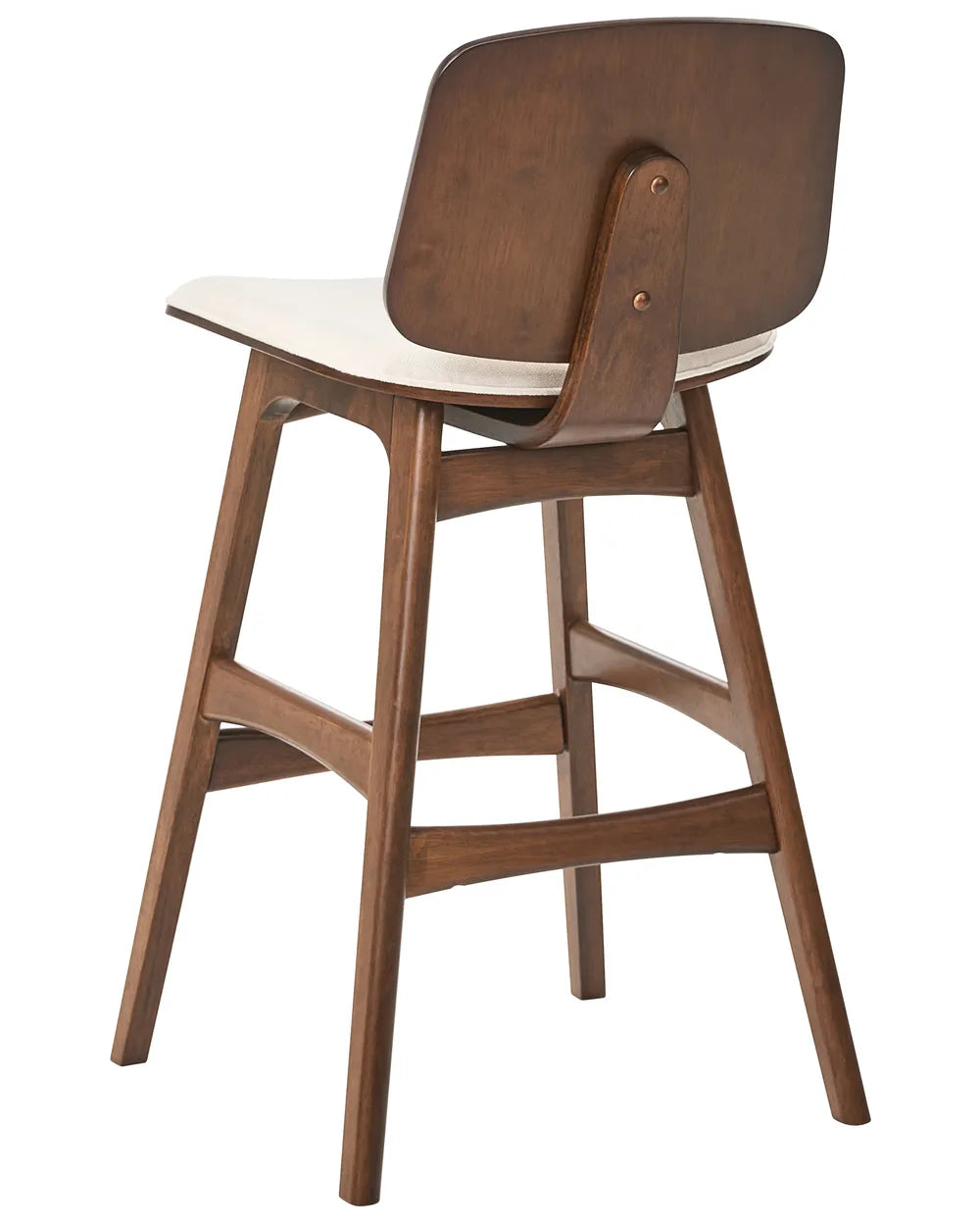 Set of 2 Bar Chairs Wood Brown/ Light Beige France