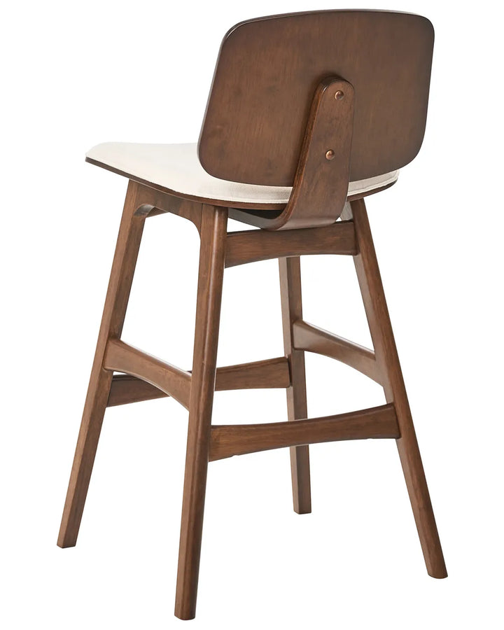 Set of 2 Bar Chairs Wood Brown/ Light Beige France