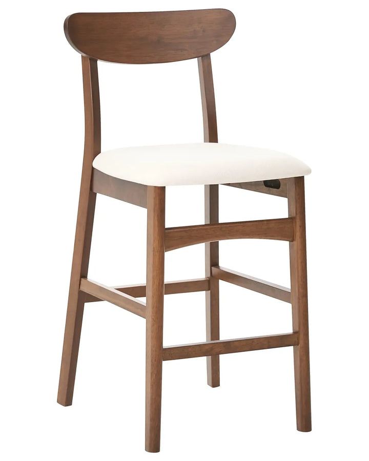 Set of 2 Bar Chairs Wood Brown/ Light Beige Kaela