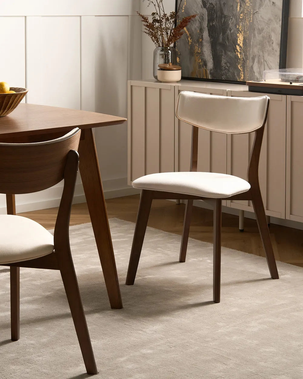 Set of 2 Dining Chairs Wood Off-White/ Brown Niki