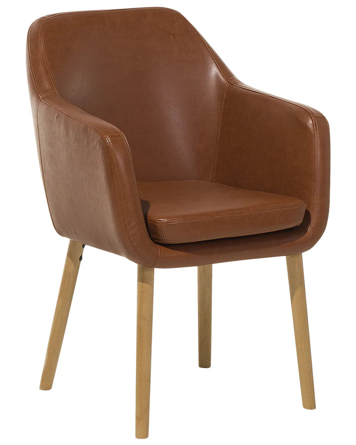 Dining Chair Faux Leather Golden Brown Texas