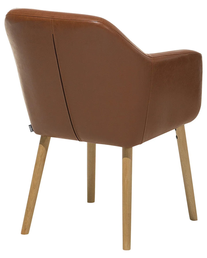 Dining Chair Faux Leather Golden Brown Texas