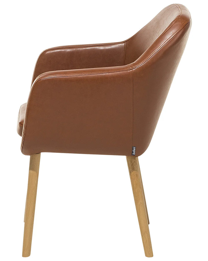 Dining Chair Faux Leather Golden Brown Texas