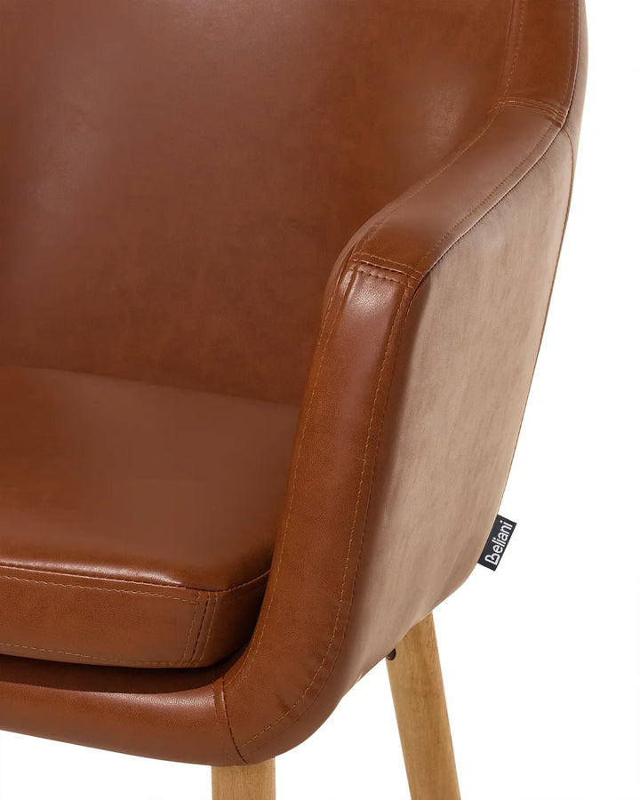 Dining Chair Faux Leather Golden Brown Texas
