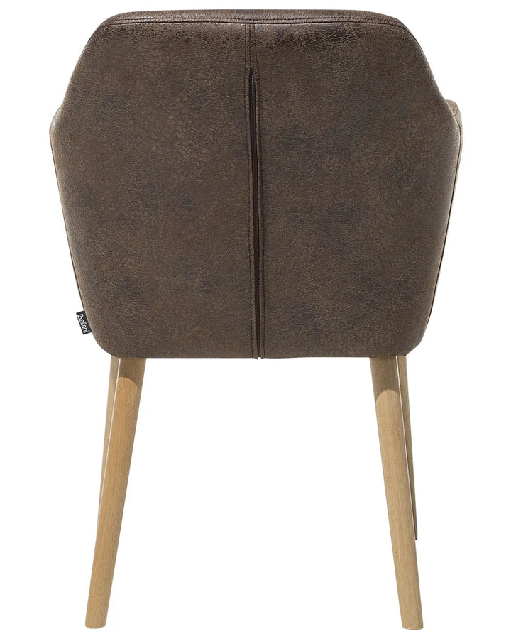 Dining Chair Faux Leather Dark Brown Texas