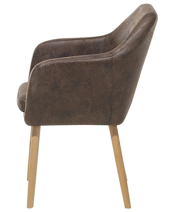 Dining Chair Faux Leather Dark Brown Texas