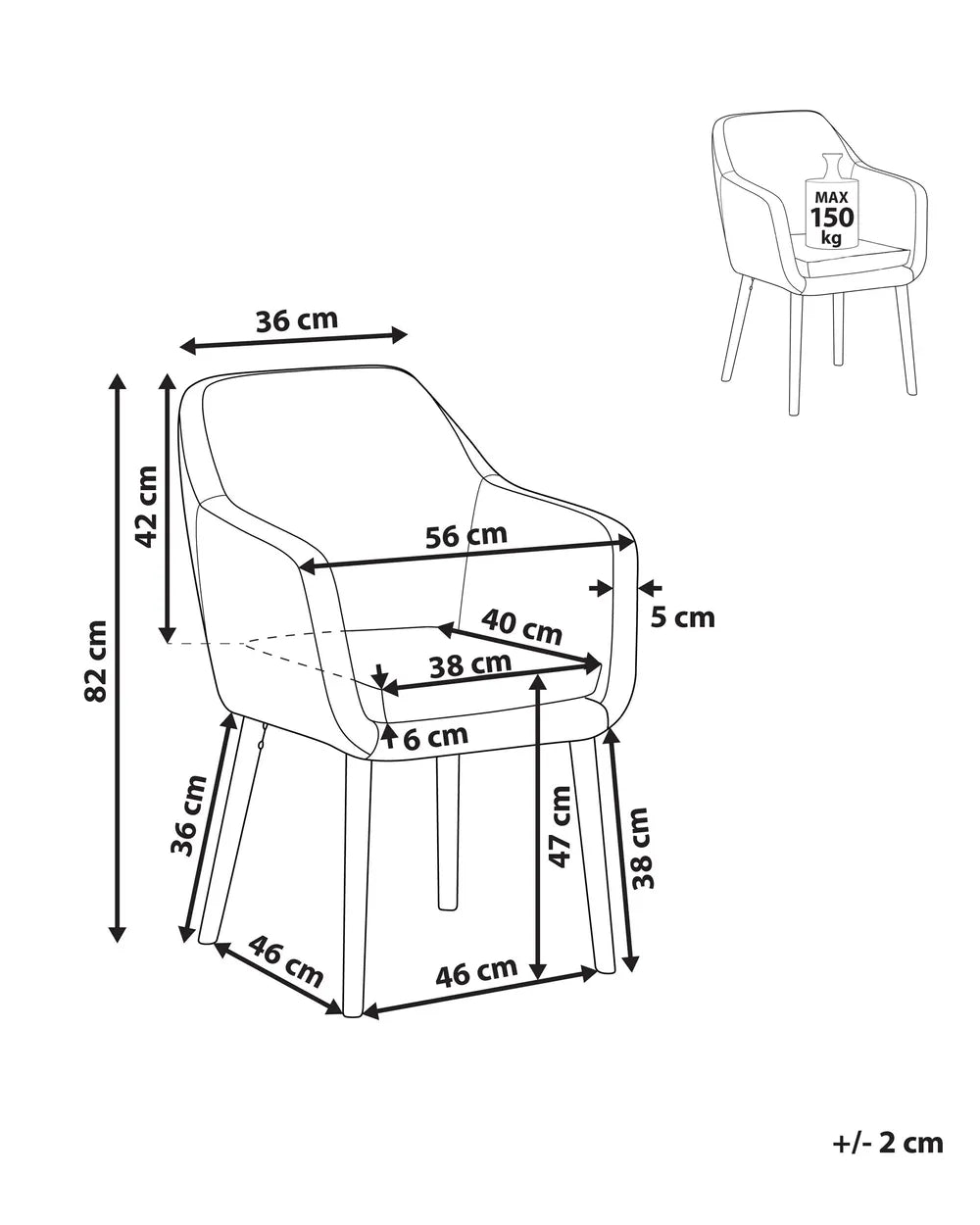 Dining Chair Faux Leather Dark Brown Texas