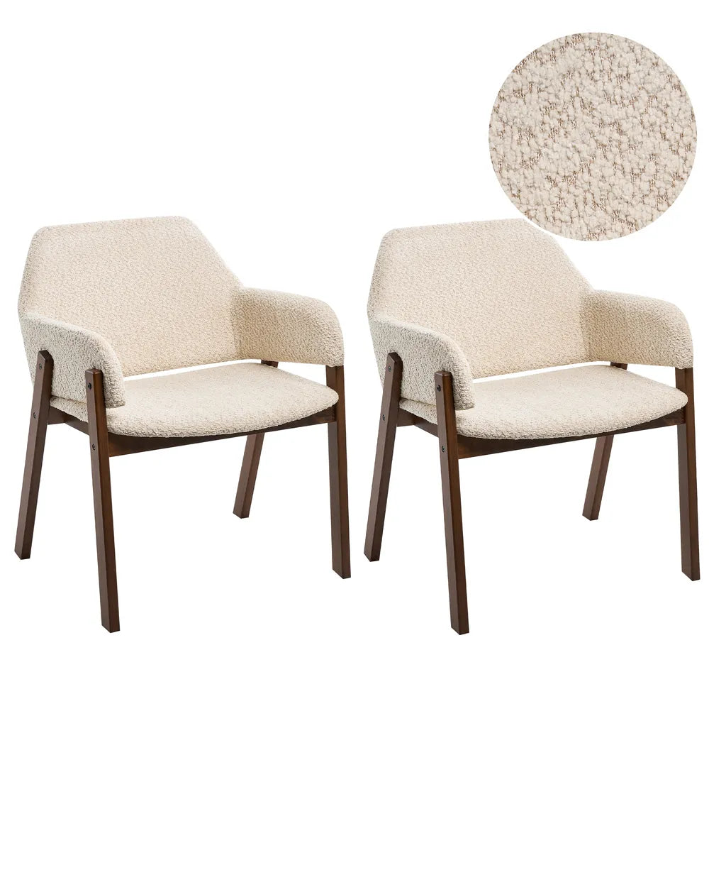 Set of 2 Dining Chairs Boucle Light Beige Missy