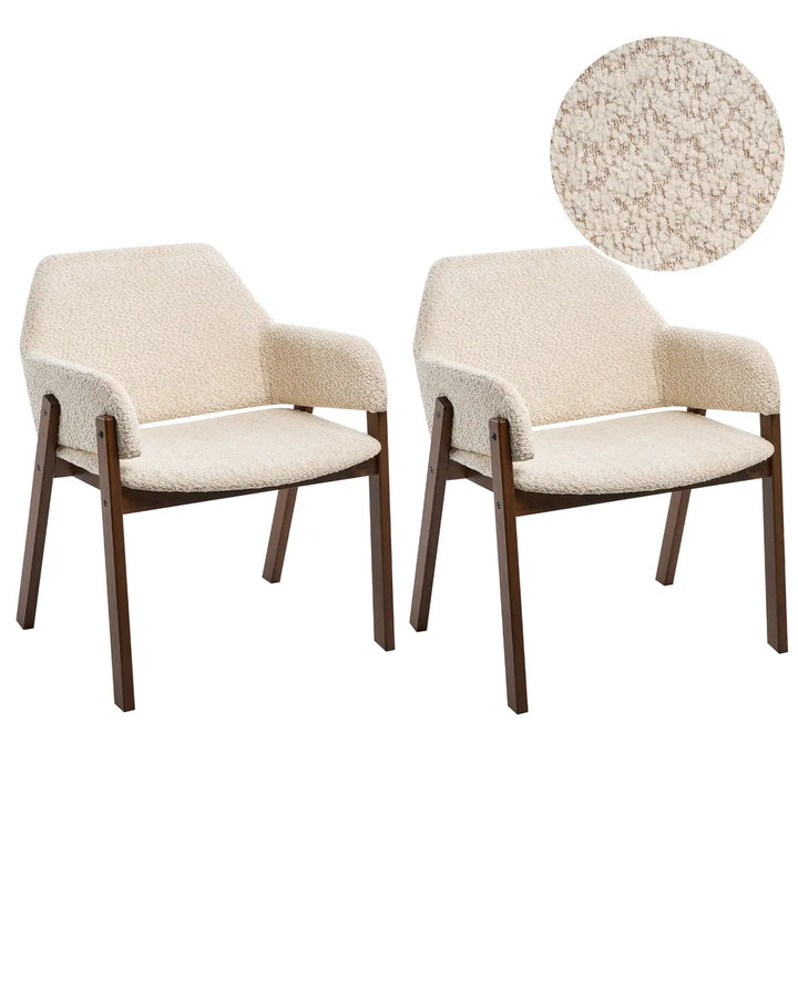 Set of 2 Dining Chairs Boucle Light Beige Missy