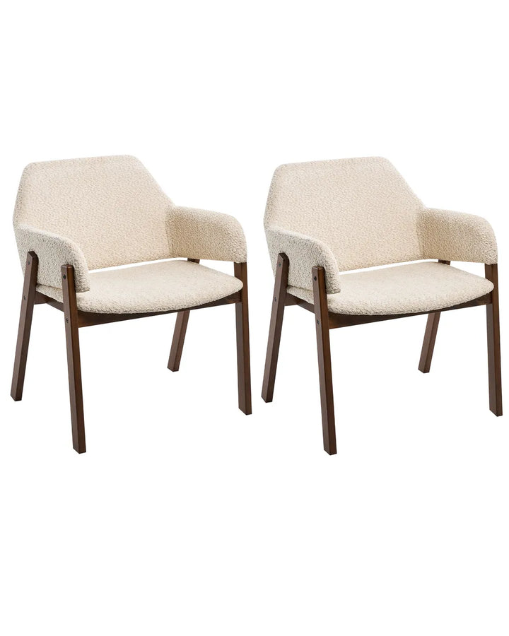 Set of 2 Dining Chairs Boucle Light Beige Missy