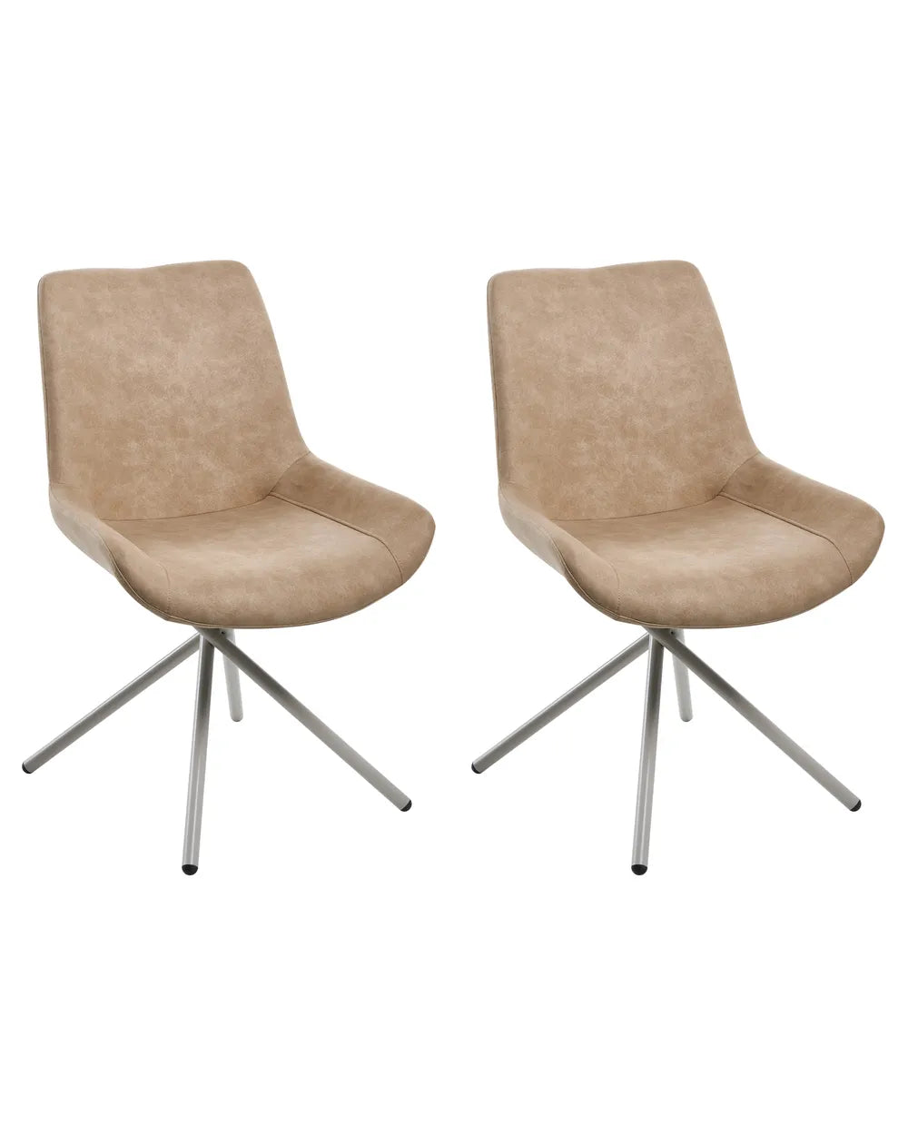 Set of 2 Dining Chairs Faux Suede Beige Art