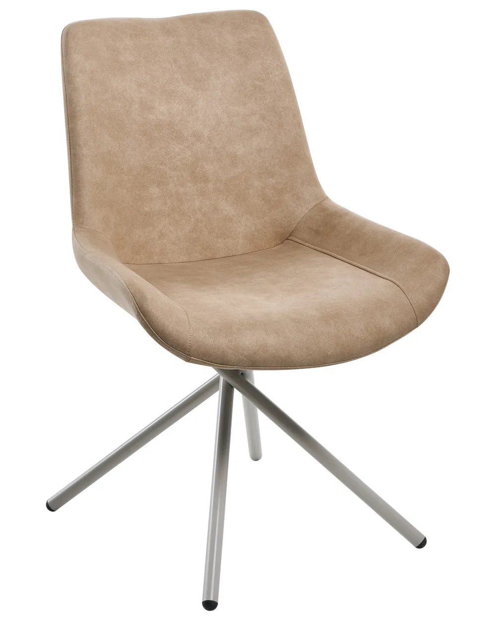 Set of 2 Dining Chairs Faux Suede Beige Art