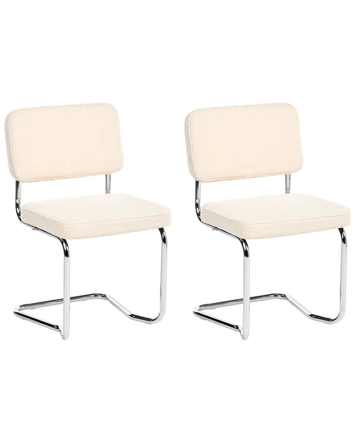 Set of 2 Dining Chairs Boucle Light Beige Ada
