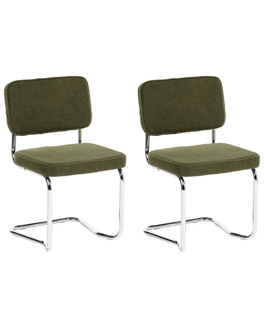 Set of 2 Dining Chairs Boucle Green Ada