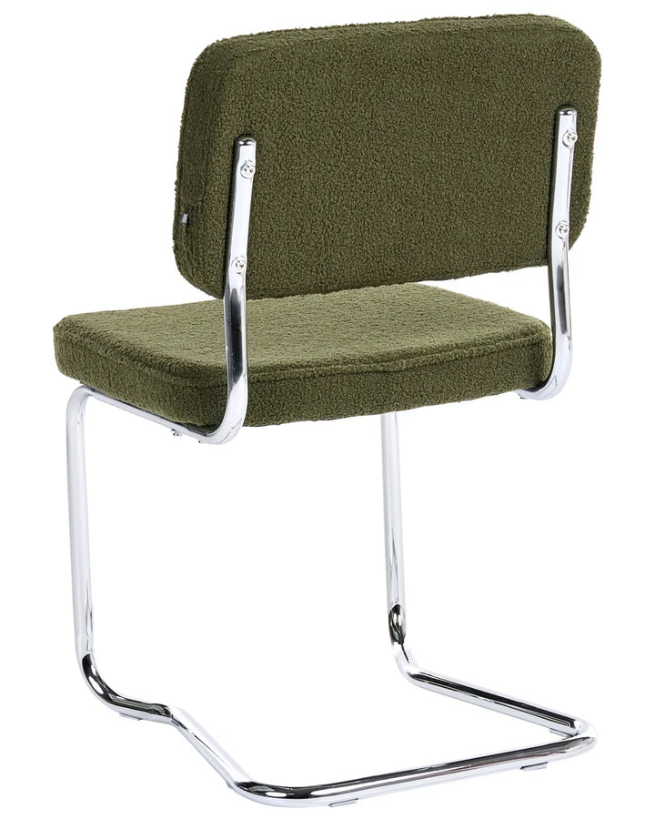 Set of 2 Dining Chairs Boucle Green Ada