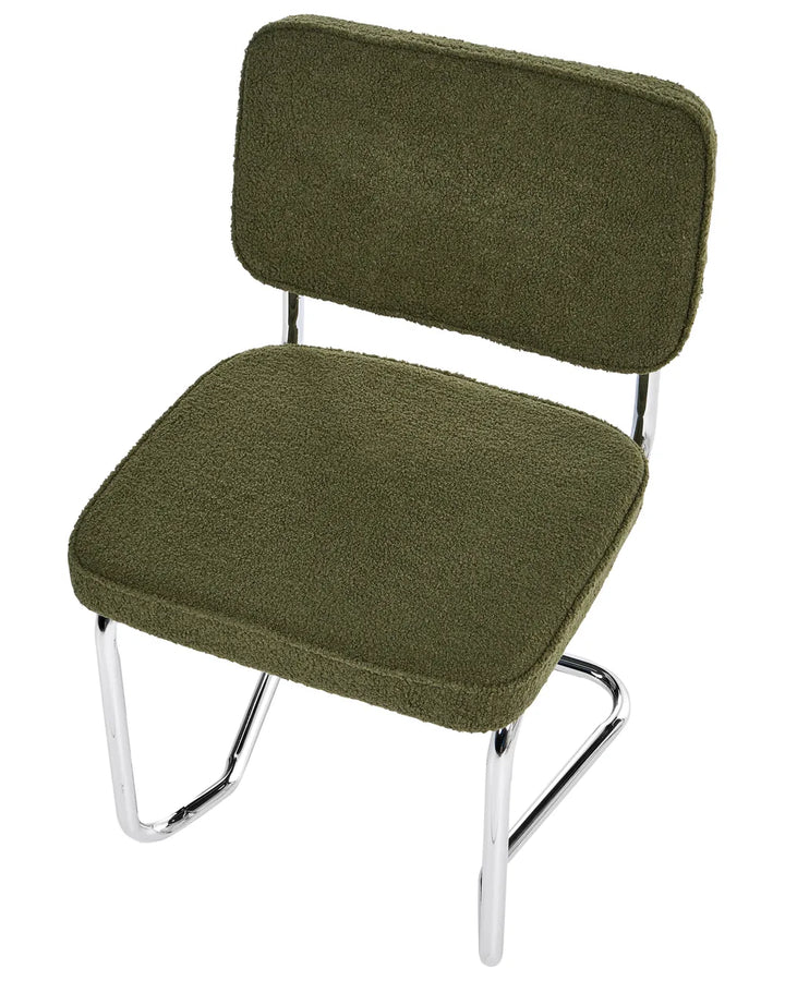 Set of 2 Dining Chairs Boucle Green Ada