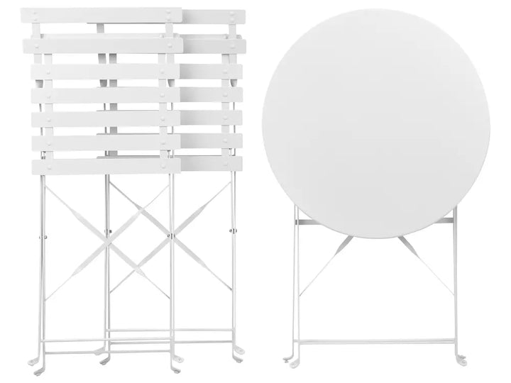 Bistro Set Folding Metal White Rosa
