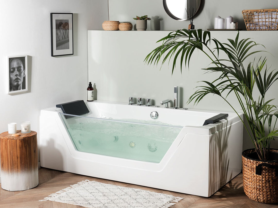 Whirlpool Bath with LED 1740 mm White Samana