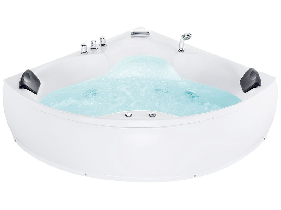 Whirlpool Corner Bath with LED 2500 x 1500 mm White Senado