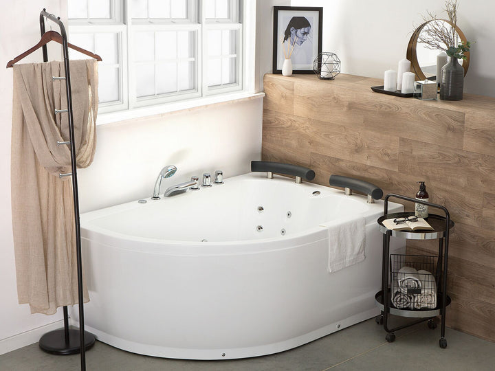 Left Hand Whirlpool Corner Bath with LED 1580 x 1130 mm White Paradiso 