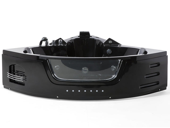Whirlpool Corner Bath with LED 2140 x 1550 mm Black Martinica