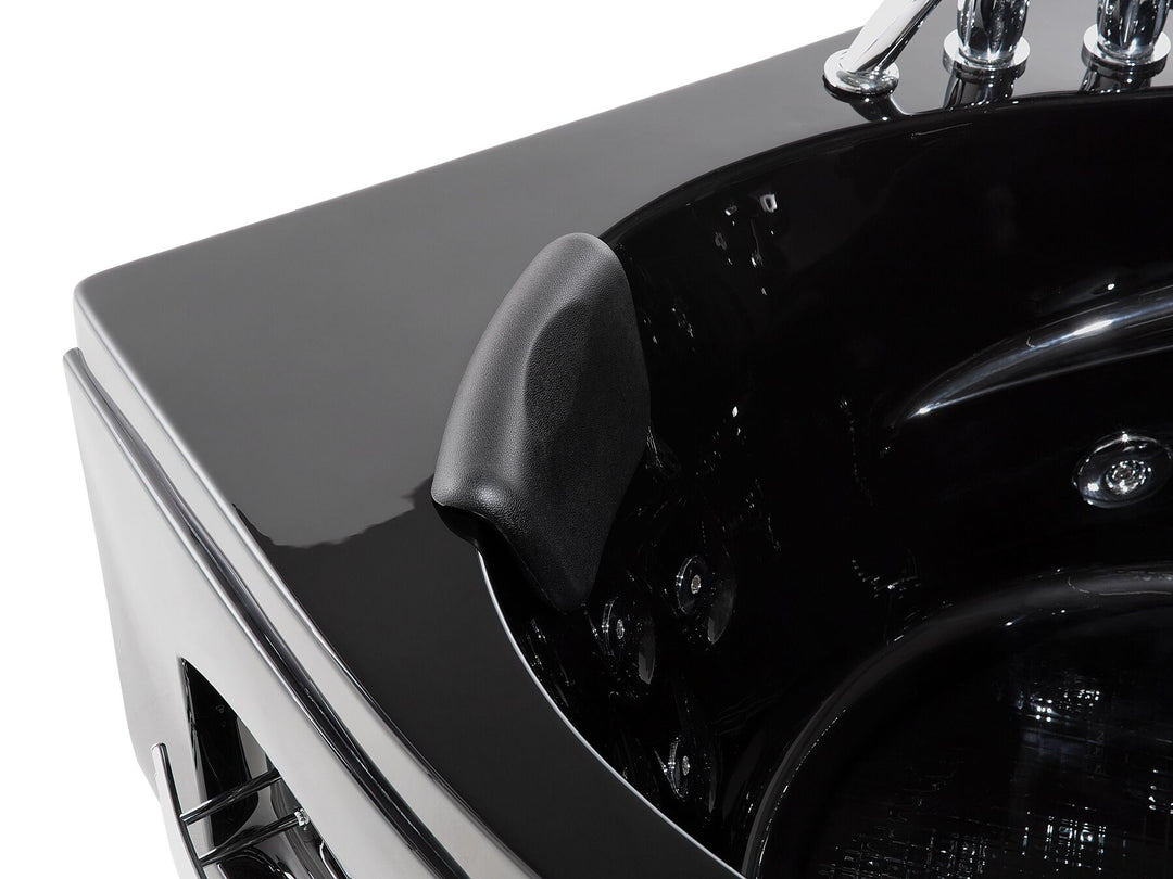 Whirlpool Corner Bath with LED 2140 x 1550 mm Black Martinica