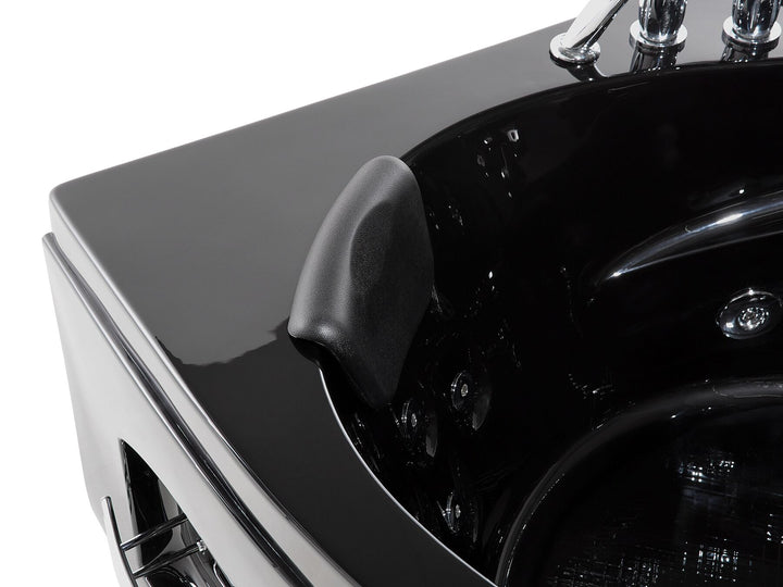Whirlpool Corner Bath with LED 2140 x 1550 mm Black Martinica