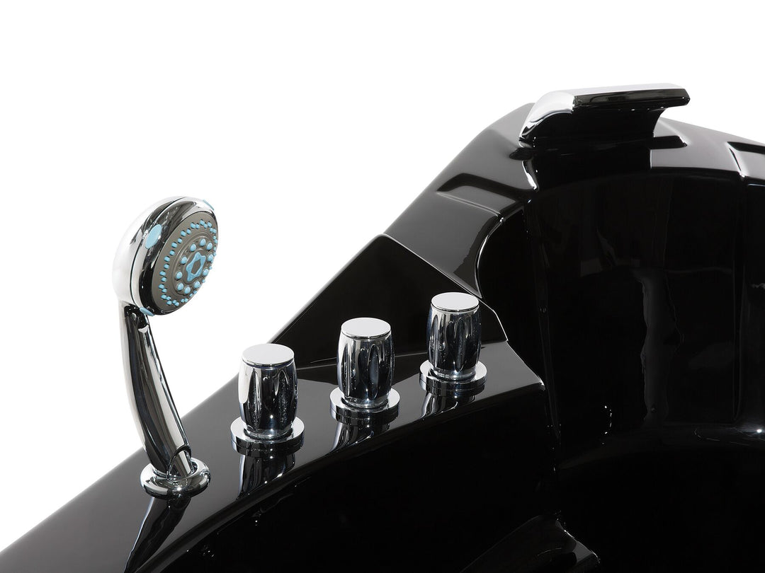 Whirlpool Corner Bath with LED 2140 x 1550 mm Black Martinica