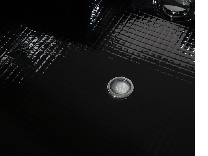 Whirlpool Corner Bath with LED 2140 x 1550 mm Black Martinica