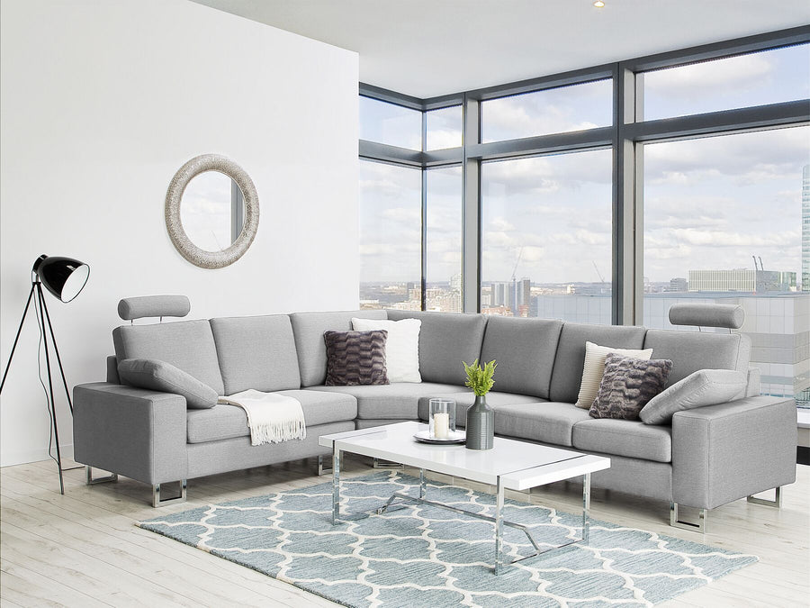 Stockholm Right Hand Corner Fabric Sofa Light Grey