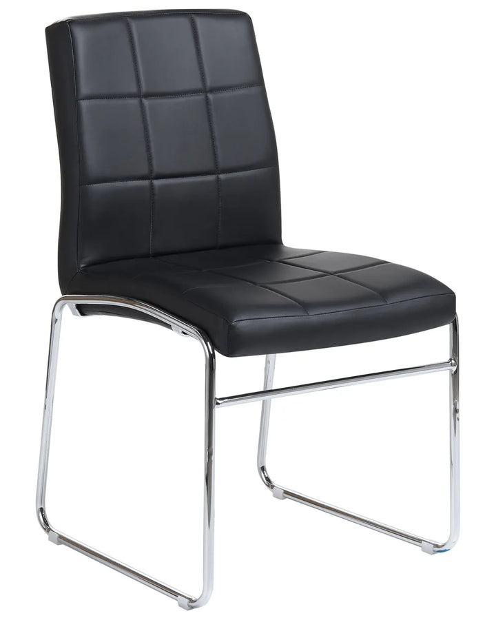 Set of 2 Dining Chairs Faux Leather Black Franco