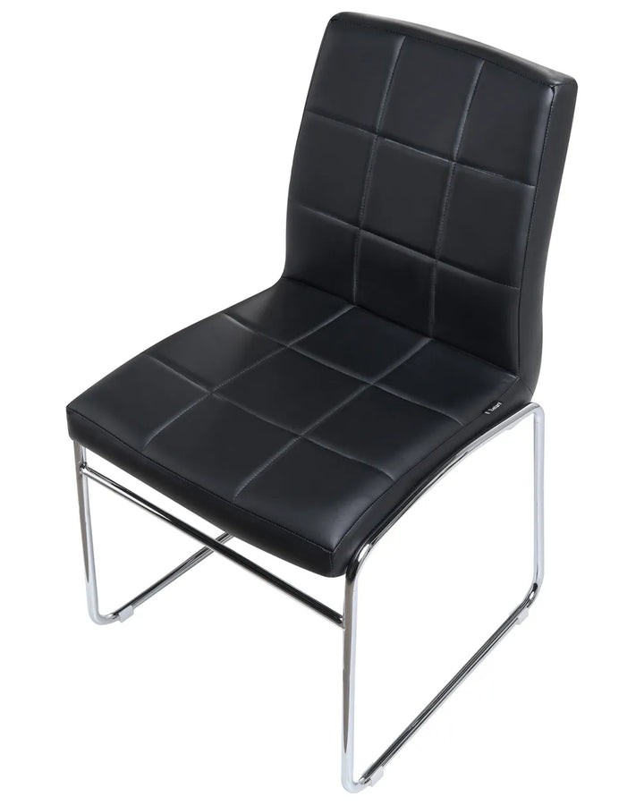 Set of 2 Dining Chairs Faux Leather Black Franco