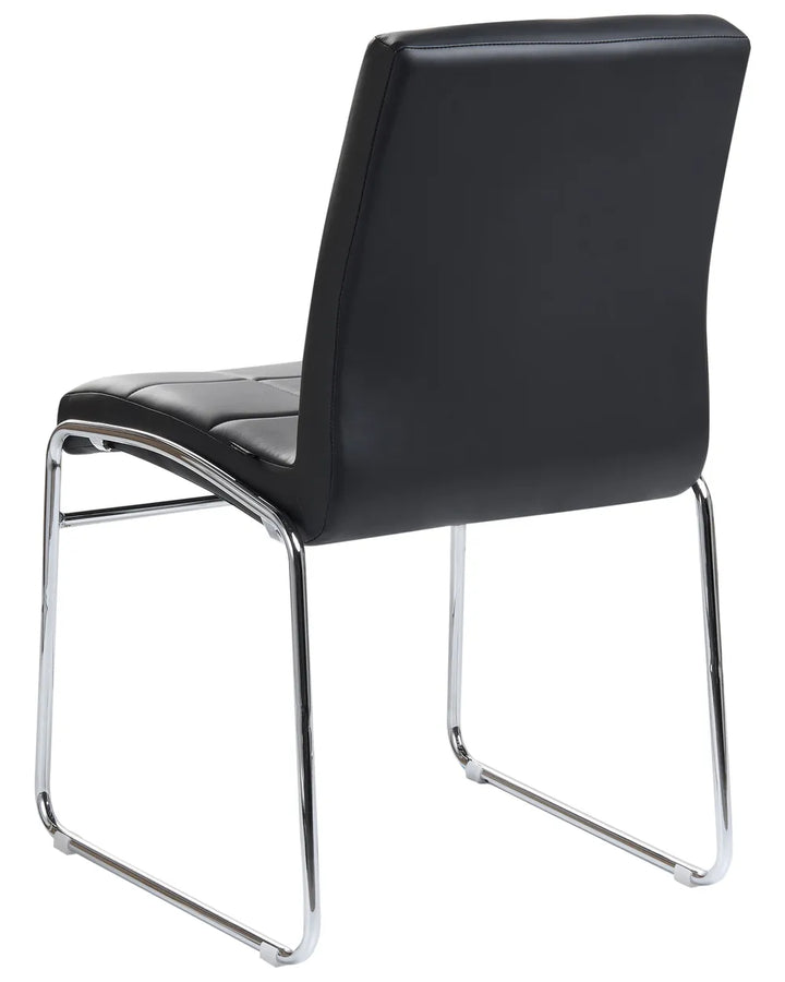 Set of 2 Dining Chairs Faux Leather Black Franco