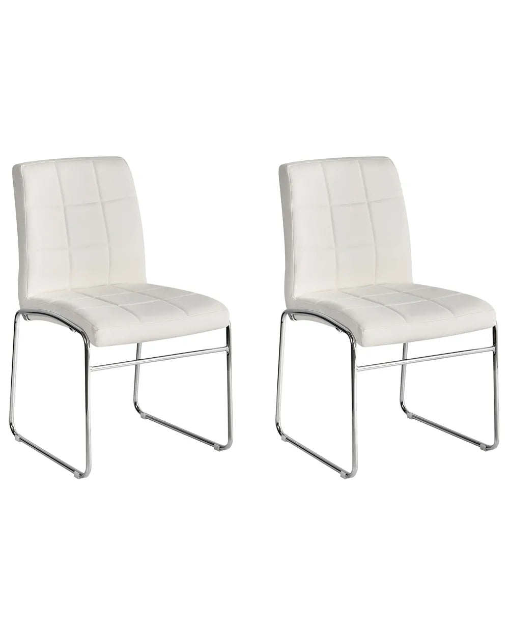 Set of 2 Dining Chairs Faux Leather White Franco