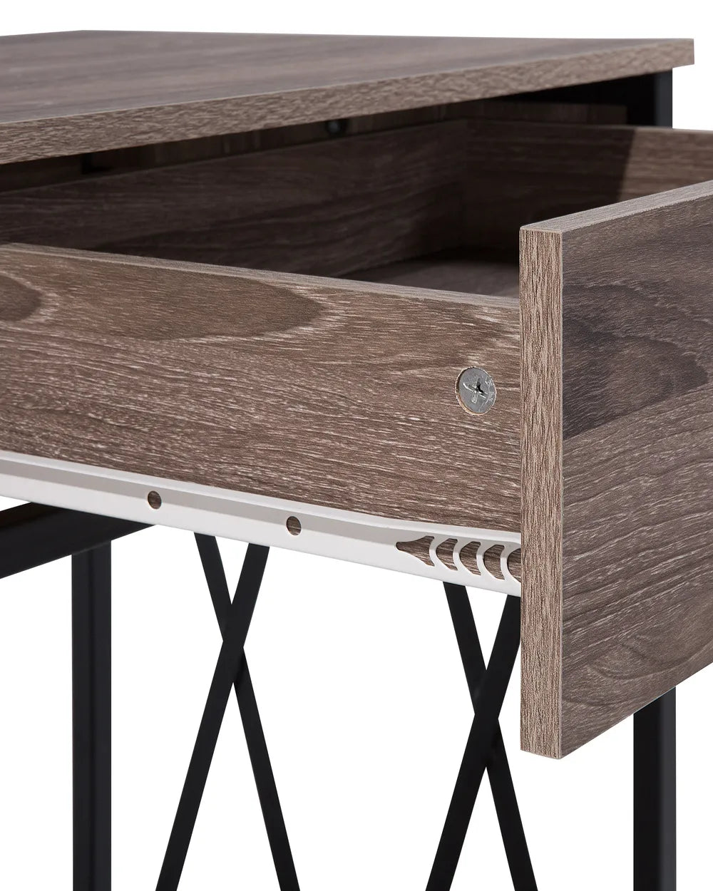 Console Table Taupe Soft-Close Drawer Runners Ferano