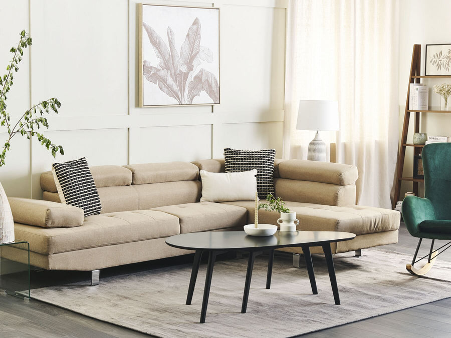 Norrea Left Hand Corner Fabric Sofa Light Beige