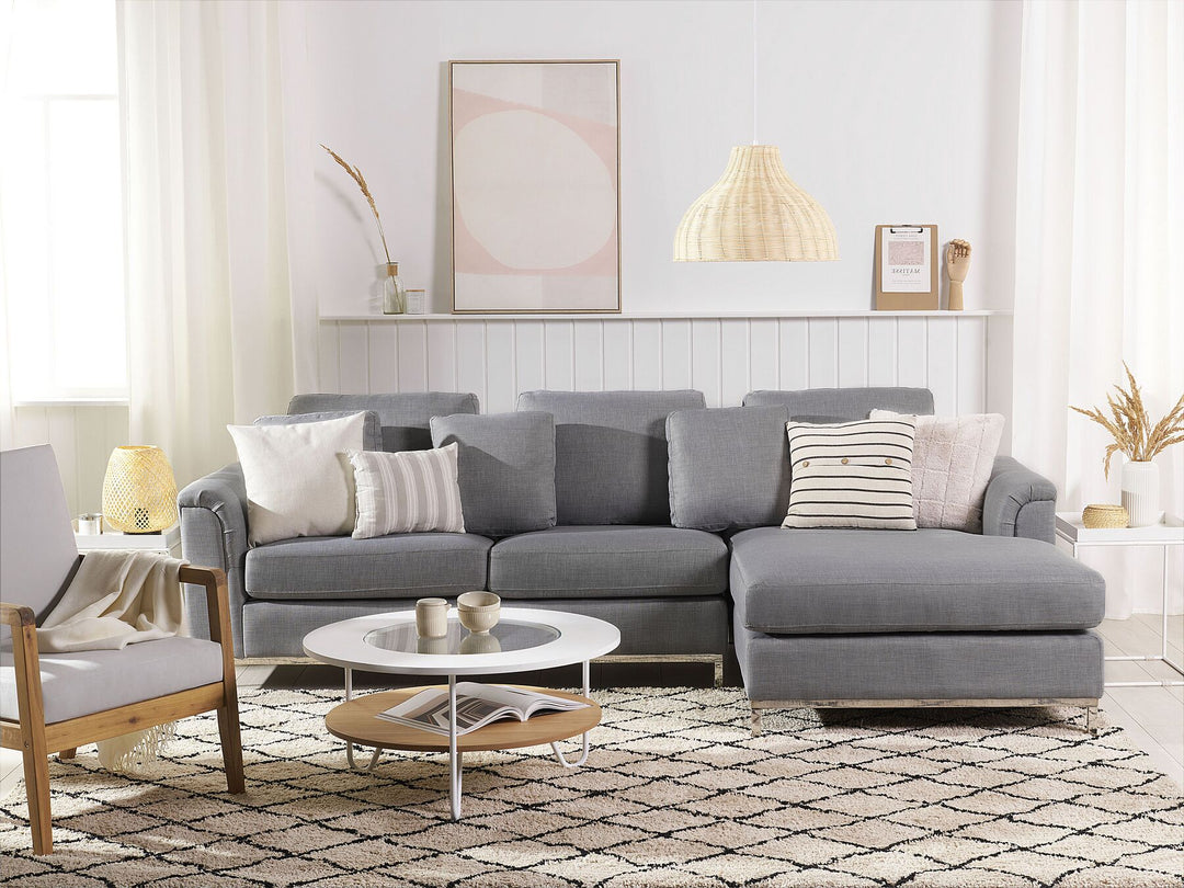 Oslo Left Hand Fabric Corner Sofa Light Grey