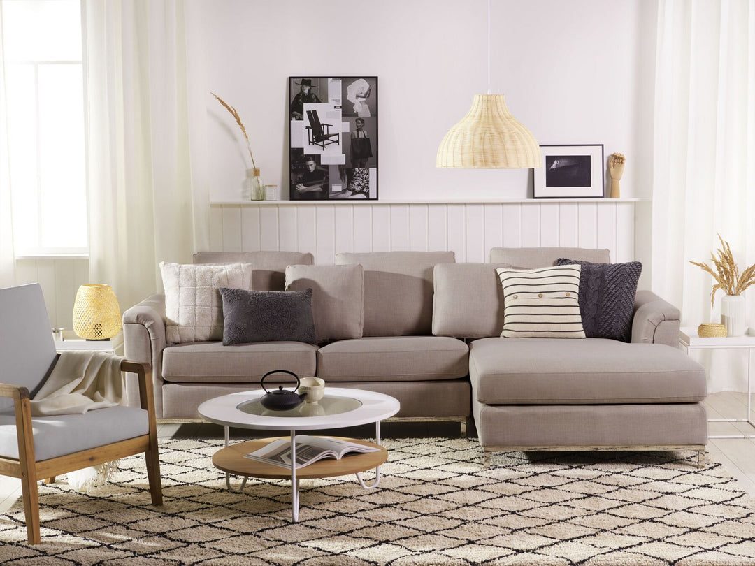 Oslo Left Hand Fabric Corner Sofa Beige