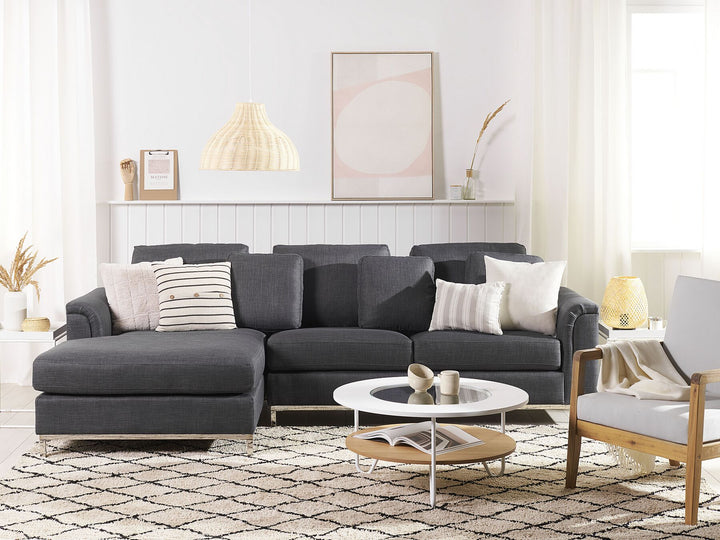 Right Hand Fabric Corner Sofa Grey Oslo
