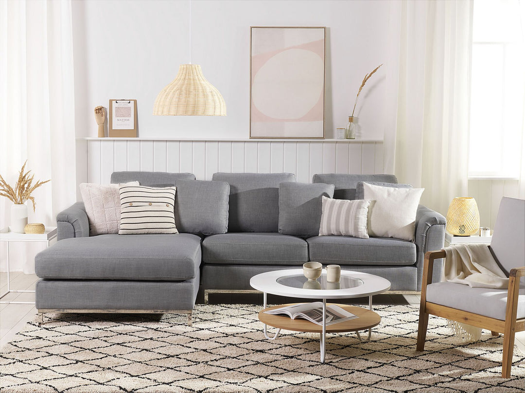 Oslo Right Hand Fabric Corner Sofa Light Grey 