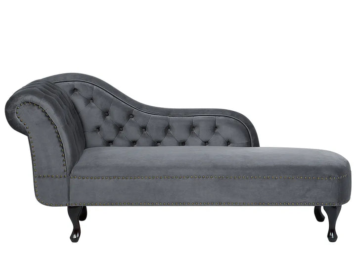 Left-Hand Chaise Lounge Velvet Grey Davene